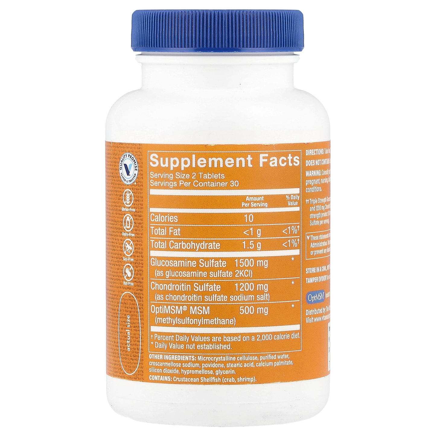 The Vitamin Shoppe, Triple Strength Glucosamine Chondroitin With MSM, 60 Tablets