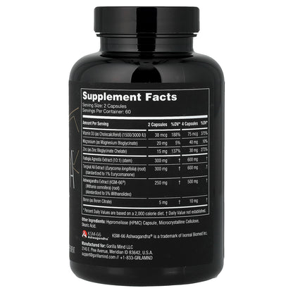 Gorilla Mind, Sigma™, Testosterone Booster, 120 Capsules