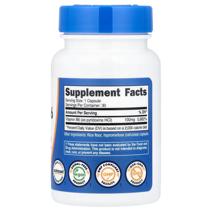 Nutricost, Vitamin B6, 100 mg, 30 Capsules
