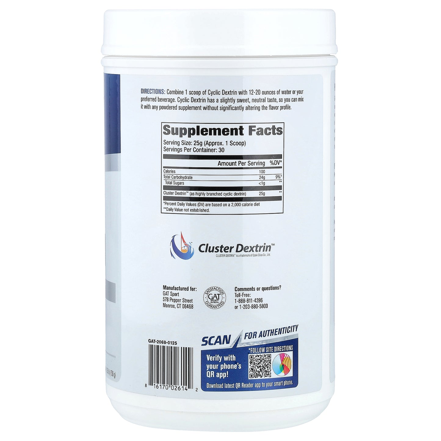 GAT, Sport, Essentials, Cyclic Dextrin, Unflavored, 1.65 lbs (750 g)
