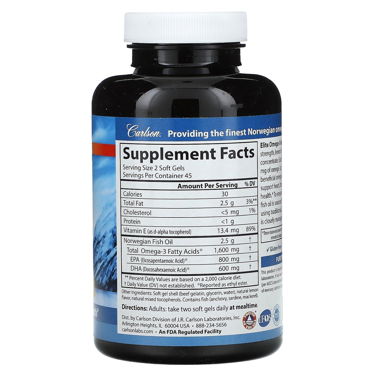 Carlson, Wild Norwegian, Elite Omega-3 Gems®, Natural Lemon, 90 Soft Gels