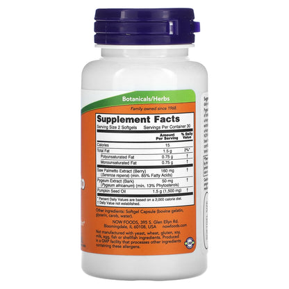 NOW Foods, Pygeum & Saw Palmetto, 60 Softgels