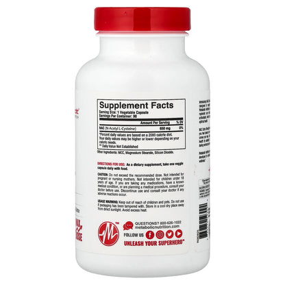 Metabolic Nutrition, NAC, 90 Capsules (650 mg per Capsule)