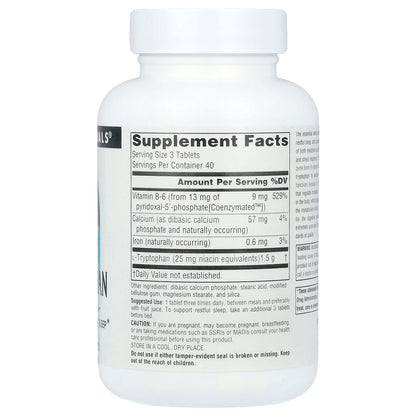 Source Naturals, L-Tryptophan With Coenzyme B-6, 120 Tablets