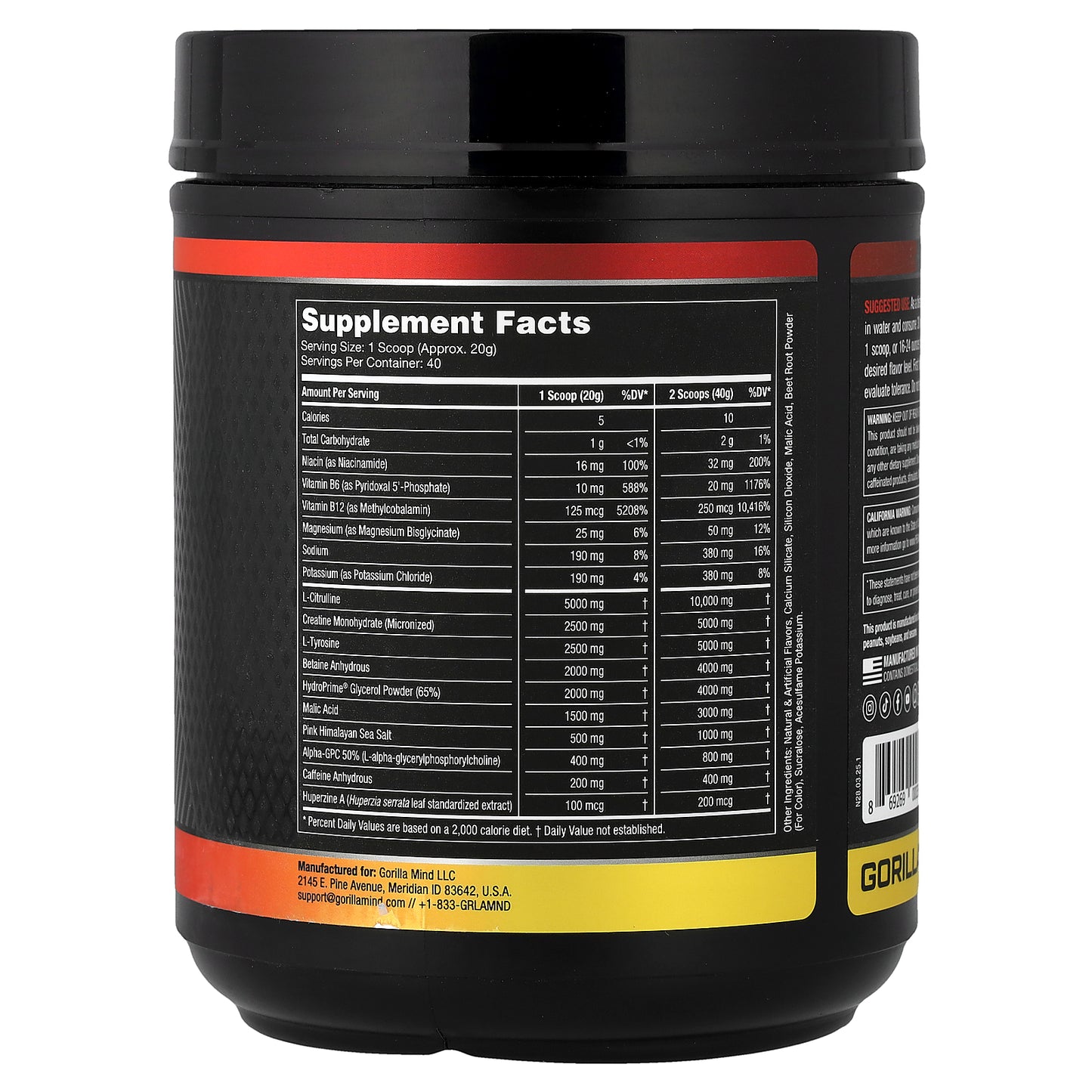 Gorilla Mind, Mode®, Pre-Workout Formula, Tigers Blood, 1.76 lb (800 g)