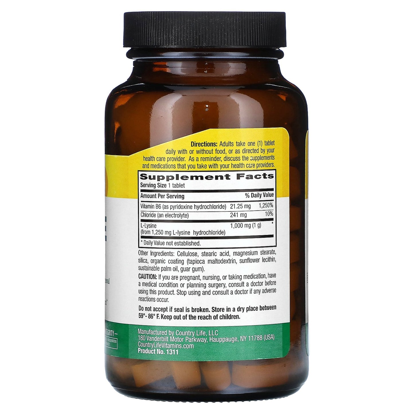 Country Life, L-Lysine, 100 Tablets