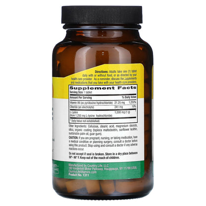 Country Life, L-Lysine, 100 Tablets