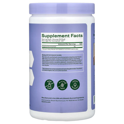 Bloom, Creatine Monohydrate, Unflavored, 7.3 oz (206 g)
