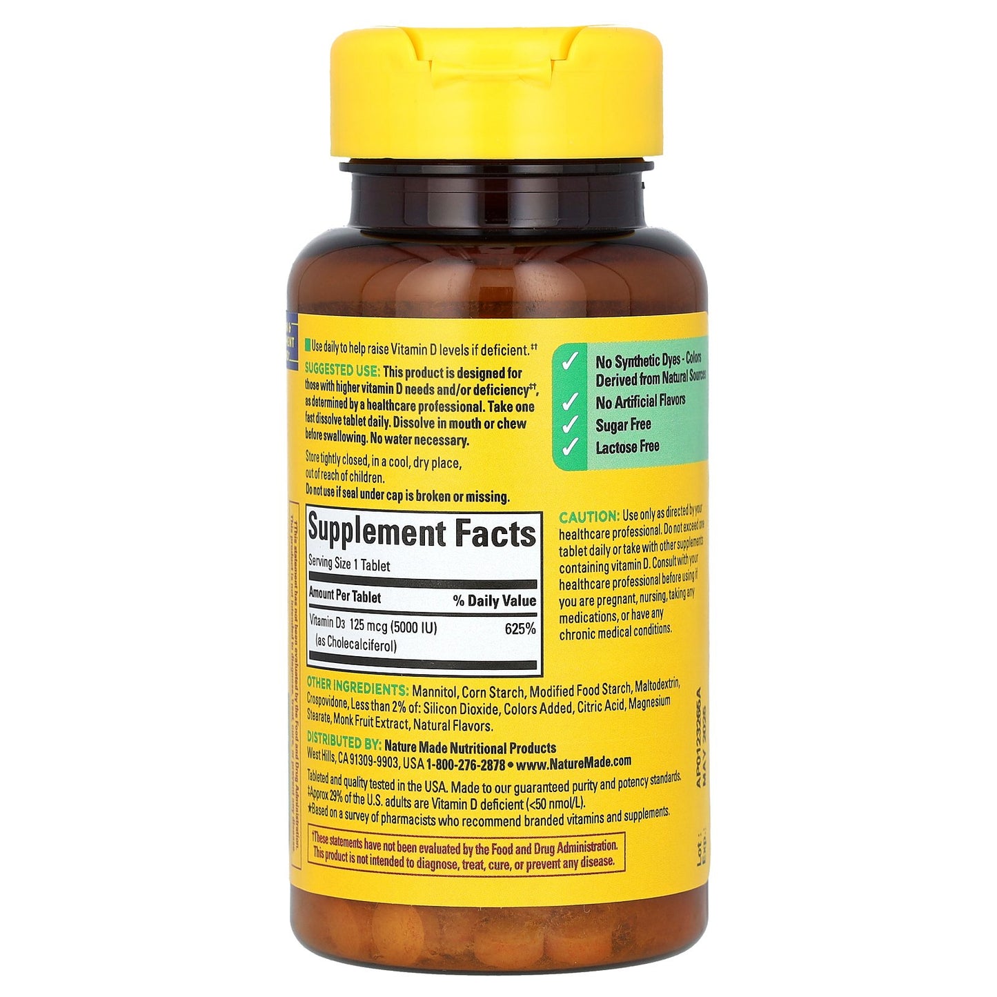 Nature Made, Fast Dissolve D3, Mixed Berry, 125 mcg (5,000 IU), 70 Tablets