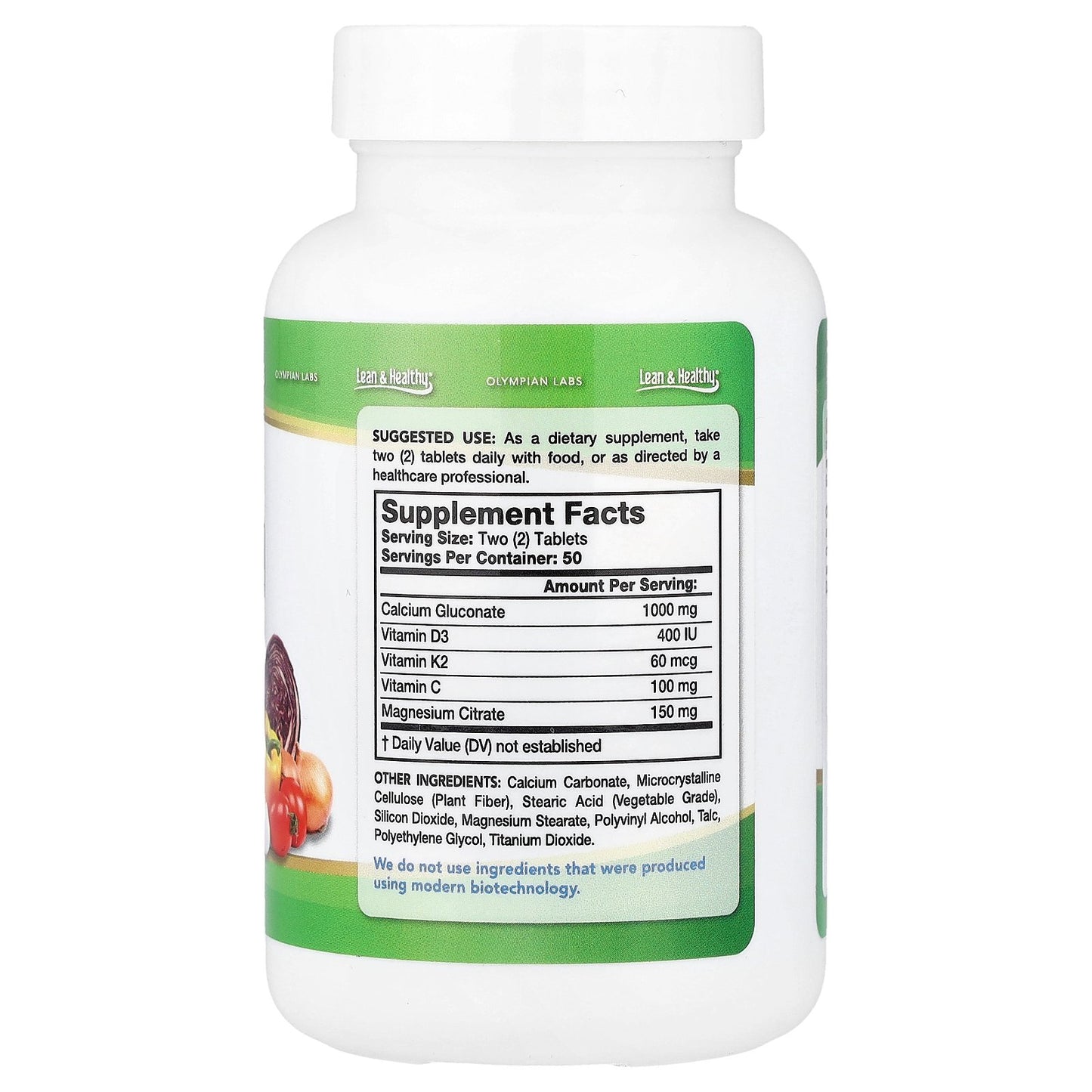 Olympian Labs, Green Calcium with Vitamin K2/D3, 100 Tablets