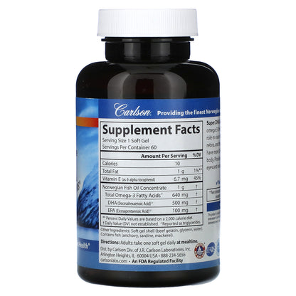 Carlson, Super DHA Gems, 500 mg, 60 Soft Gels