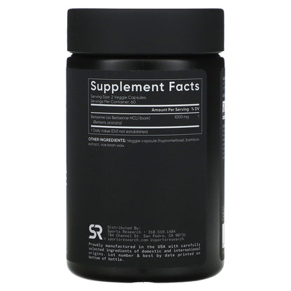 Sports Research, Berberine, 120 Veggie Capsules (500 mg per Capsule)