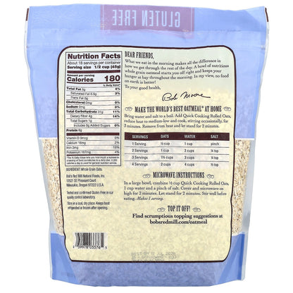 Bob's Red Mill, Quick Cooking Rolled Oats, Whole Grain, 28 oz (794 g)