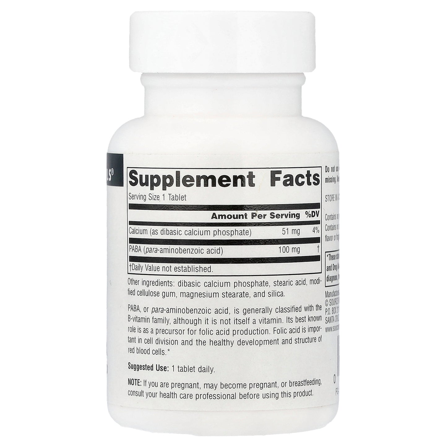 Source Naturals, PABA, 100 mg, 100 Tablets