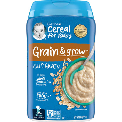 Gerber, Cereal for Baby, Grain & Grow, 2nd Foods, MultiGrain, 8 oz (227 g)