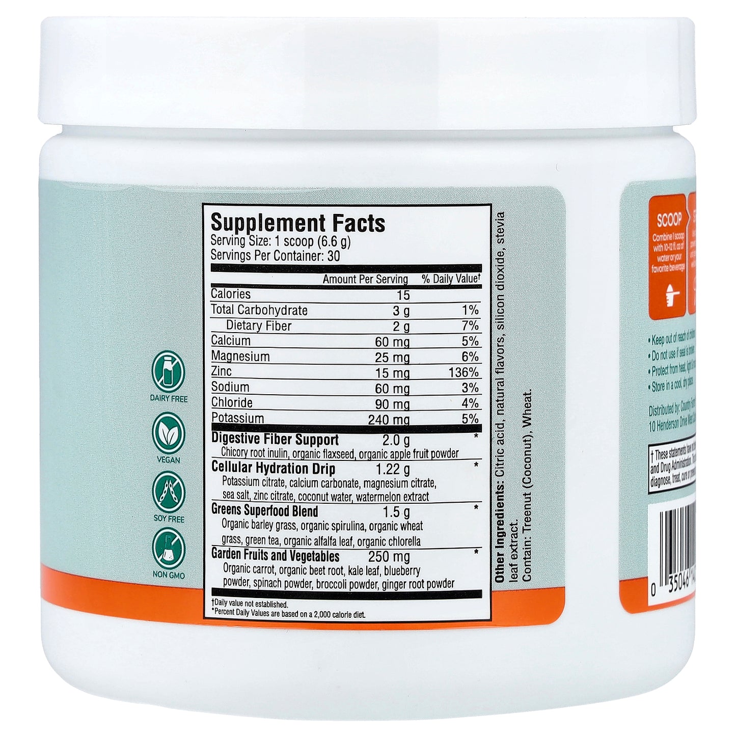 Country Farms, Refreshers, Super Greens + Electrolytes, Tropical Mango, 6.98 oz (198 g)