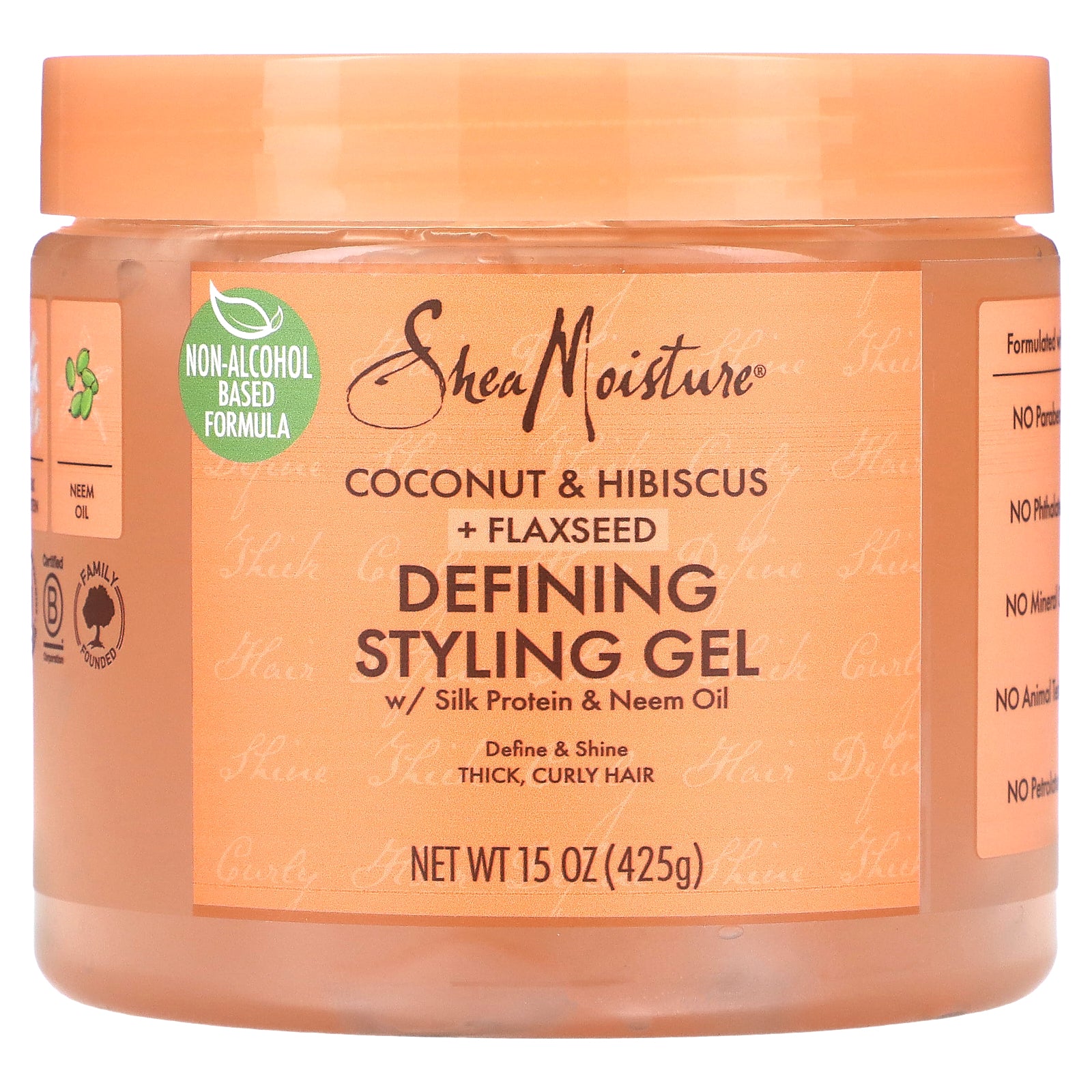 SheaMoisture, Defining Styling Gel, Coconut & Hibiscus + Flaxseed, 15 oz (425 g)