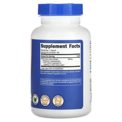 Nutricost, White Kidney Bean, 6,500 mg, 120 Capsules