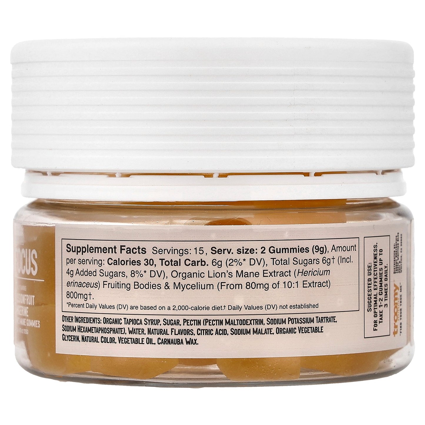 Troomy Nootropics, Focus, Functional Mushrooms Gummies, Passionfruit Tangerine, 30 Gummies