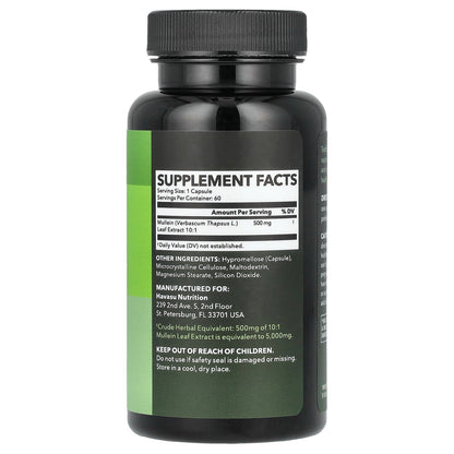 Havasu Nutrition, Mullein Leaf, 500 mg, 60 Capsules