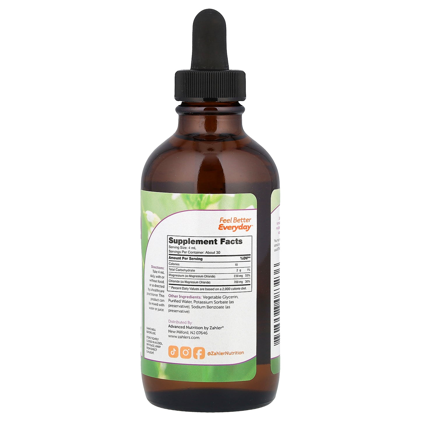 Zahler, Magnesium Liquid, Unflavored, 4 fl oz (118 ml)