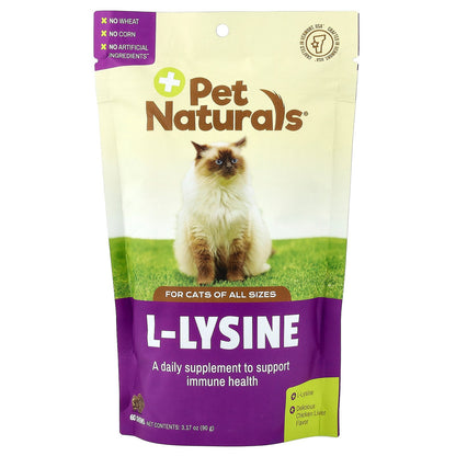 Pet Naturals, L-Lysine, For Cats, All Sizes, Chicken Liver, 60 Chews, 3.17 oz (90 g)