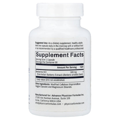 Advance Physician Formulas, Berberine, 500 mg, 90 Vegetable Capsules