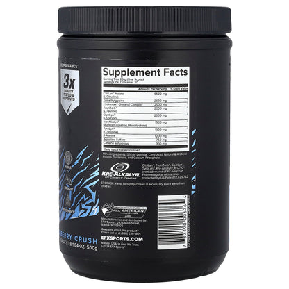 EFX Sports, K-otic® Pre-Workout, Blueberry Crush, 1 lb 1.64 oz (500 g)