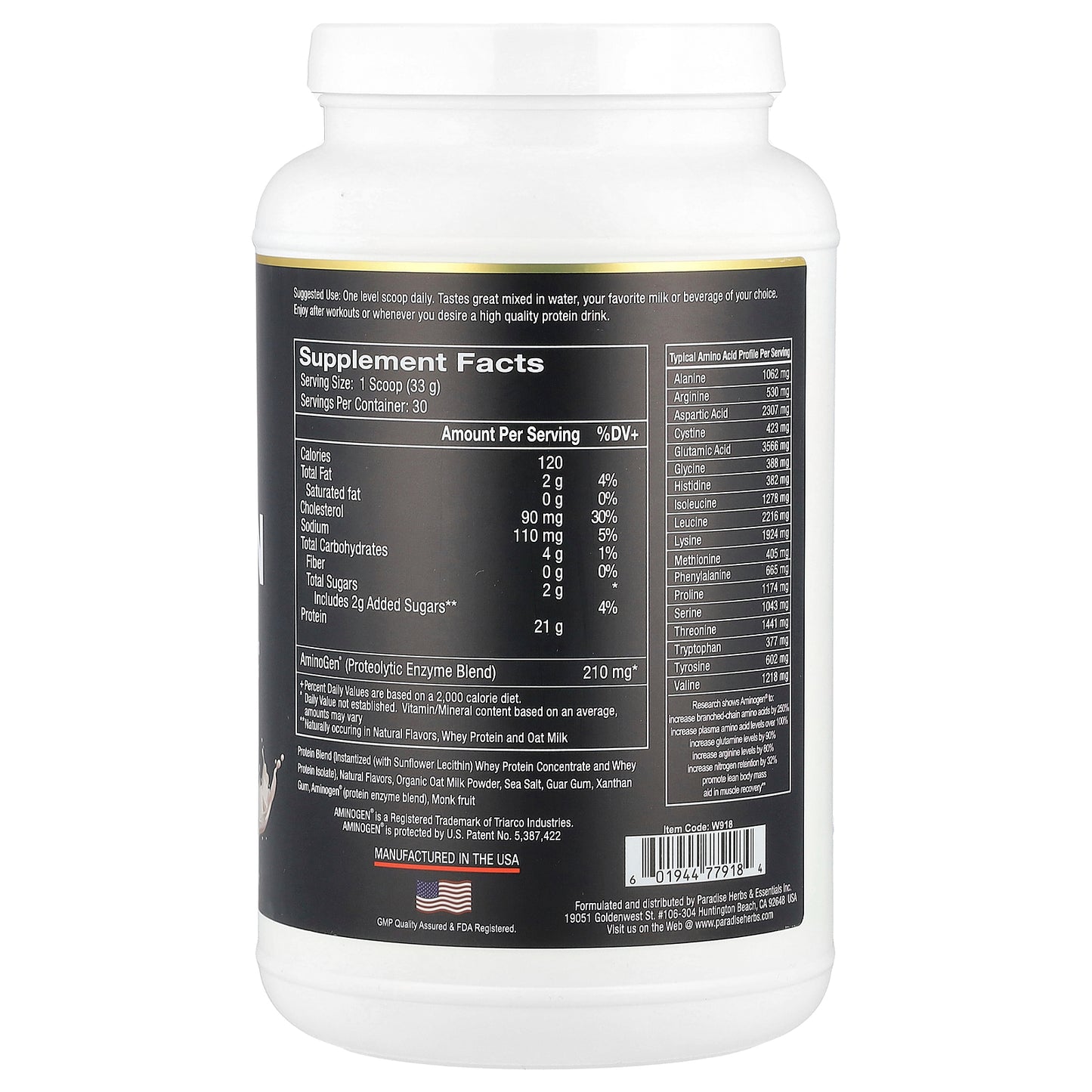 Paradise Herbs, Whey Protein, Natural Vanilla, 32 oz (990 g)