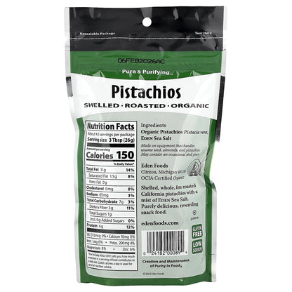 Eden Foods, Organic Pistachios, Sea Salt Misted, 4 oz (113 g)