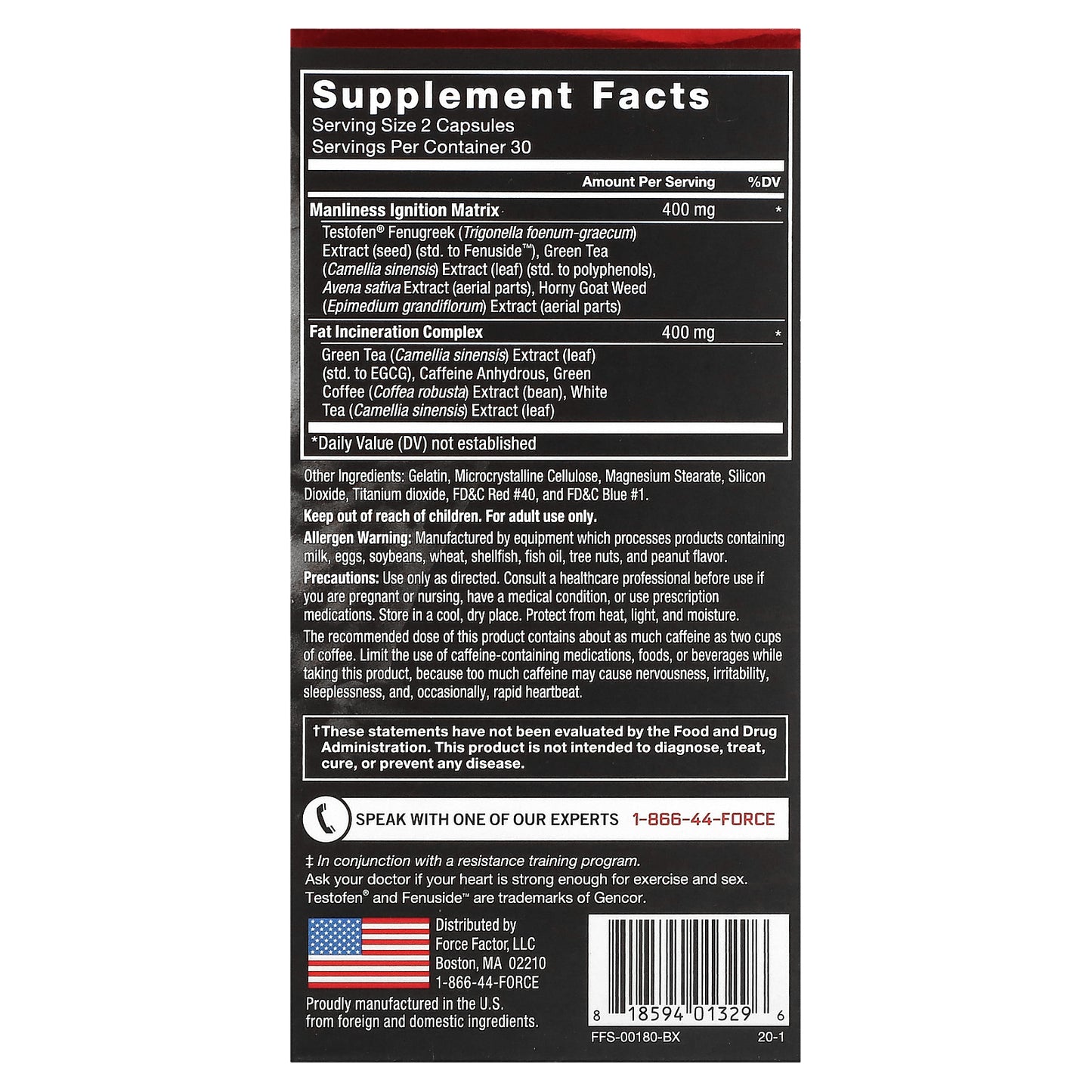 Force Factor, Test X180 Ignite®, 60 Capsules