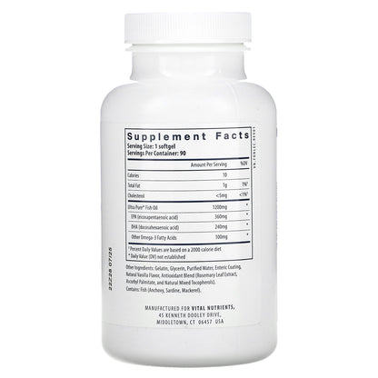 Vital Nutrients, Ultra Pure, Fish Oil 700 Enteric, 90 Enteric Coated Softgels