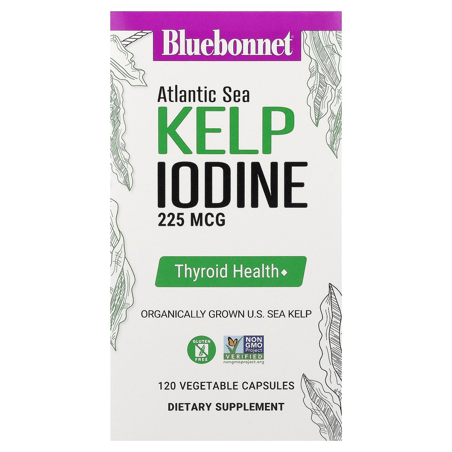 Bluebonnet Nutrition, Atlantic Sea Kelp Iodine, 225 mcg, 120 Vegetable Capsules