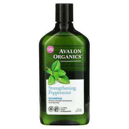 Avalon Organics, Shampoo, Strengthening, Peppermint, 11 fl oz (325 ml)