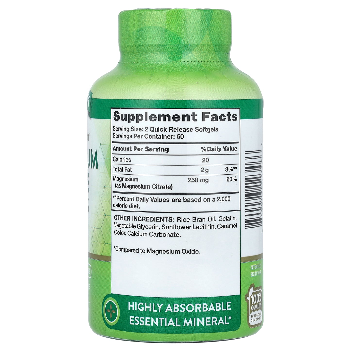 Nature's Truth, Magnesium Citrate, 250 mg, 120 Quick Release Softgels (125 mg per Softgel)