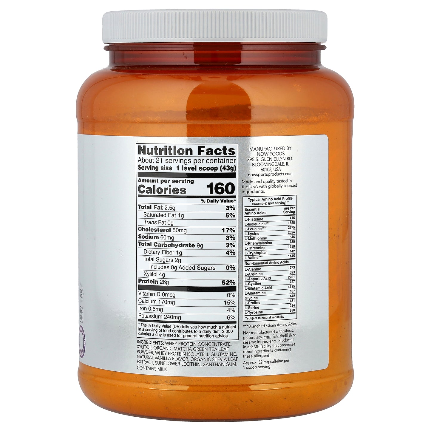 NOW Foods, Sports, Whey Protein Powder, Matcha, 2 lbs (907 g)