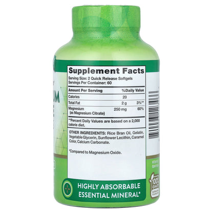 Nature's Truth, Magnesium Citrate, 120 Quick Release Softgels (125 mg per Softgel)