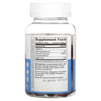 Lifeable, Vitamin B12 Gummies, Sugar Free, Natural Strawberry, 60 Gummies (500 mcg per Gummy)