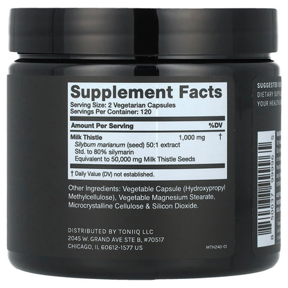 Toniiq, Milk Thistle 1000, 240 Capsules (500 mg per Capsule)