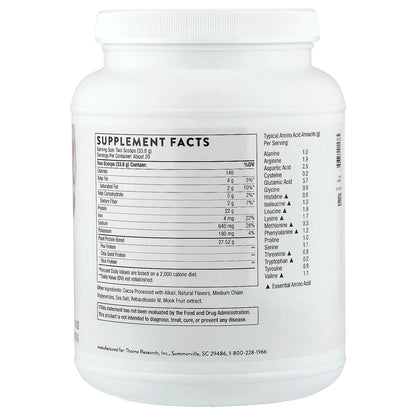 Thorne, Plant Protein, Chocolate, 1.49 lb (676 g)