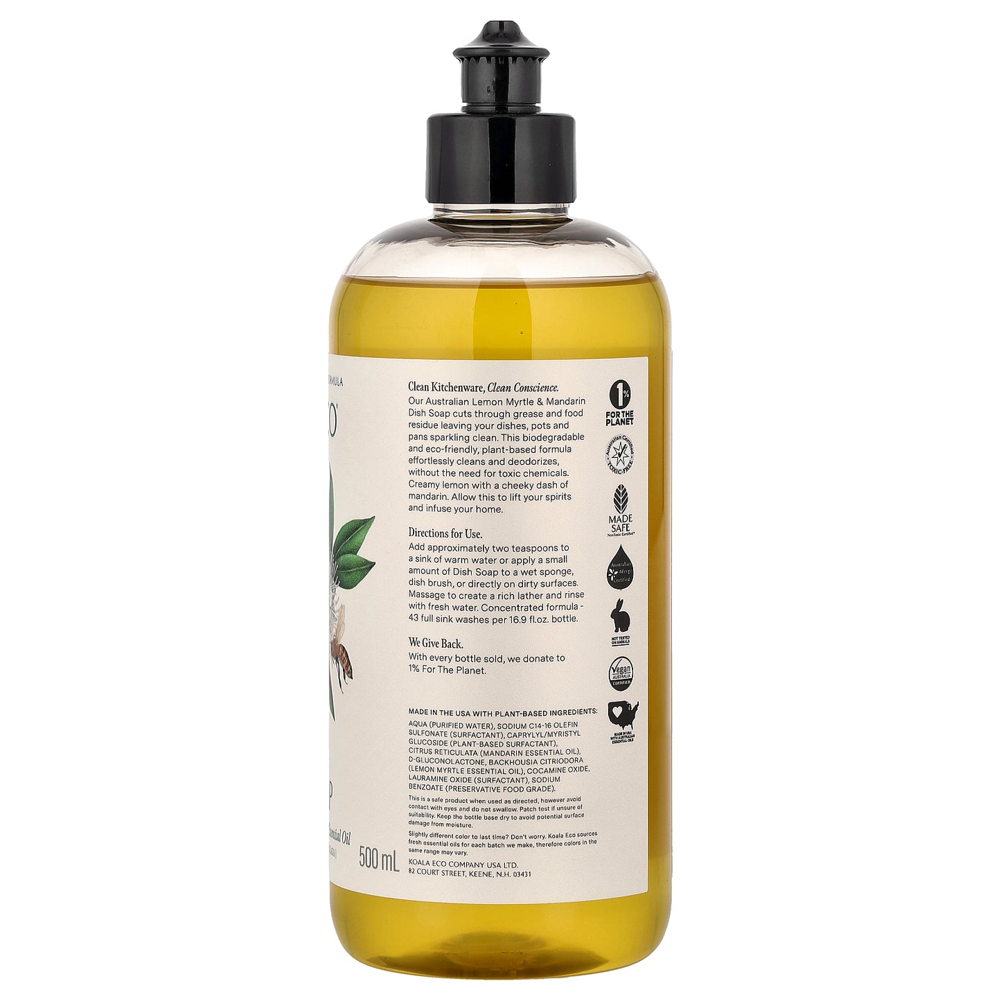 Koala Eco, Natural Dish Soap, Australian Lemon Myrtle & Mandarin Essential Oil, 16.9 fl oz (500 ml)