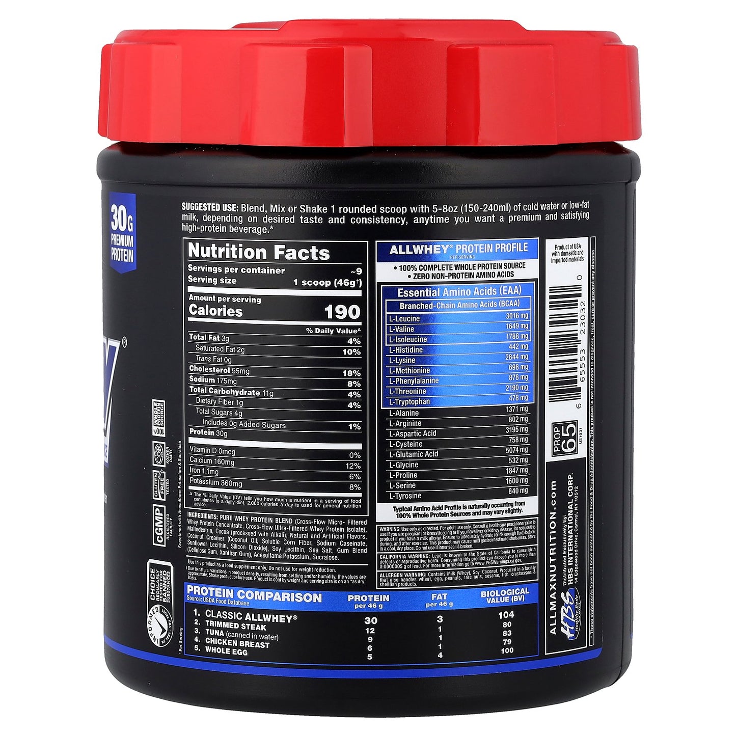 ALLMAX, CLASSIC ALLWHEY®, 100% Whey Protein Source, Chocolate, 0.9 lbs (425 g)