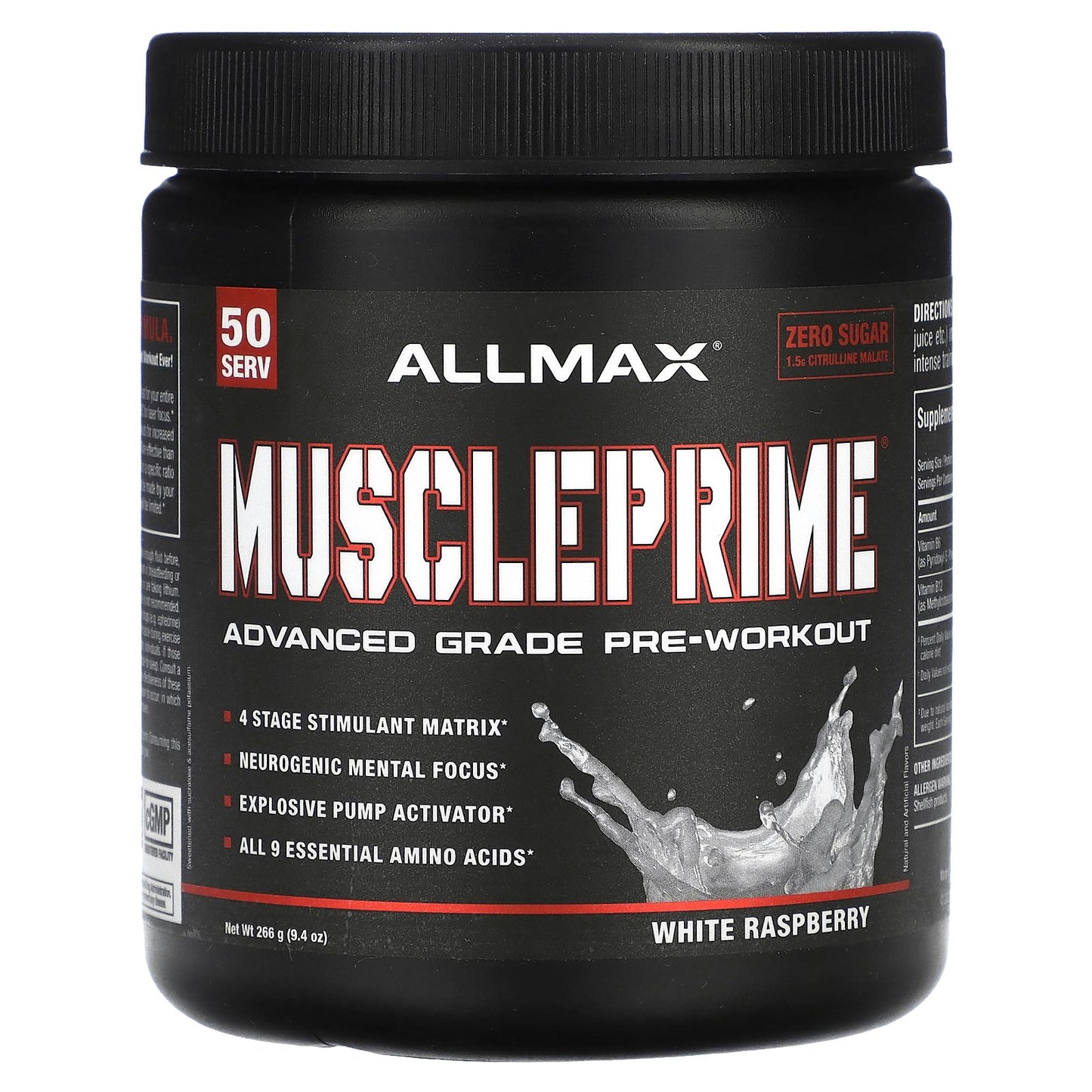 ALLMAX, MusclePrime®, Advanced Grade Pre-Workout, White Raspberry, 9.4 oz (266 g)