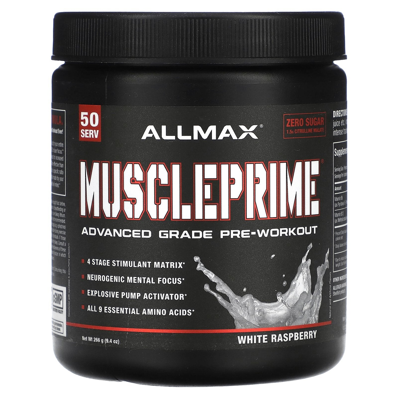 ALLMAX, MusclePrime®, Advanced Grade Pre-Workout, White Raspberry, 9.4 oz (266 g)