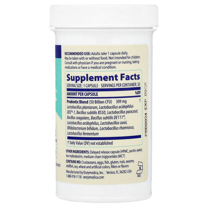 Enzymedica, SubCulture™ Probiotic For Bloat, 50 Billion, 30 Delayed Release Capsules