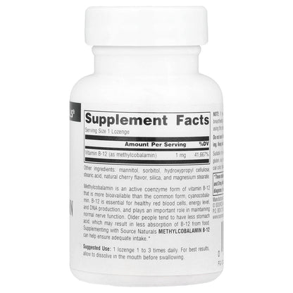 Source Naturals, MethylCobalamin, Cherry, 1 mg, 60 Lozenges