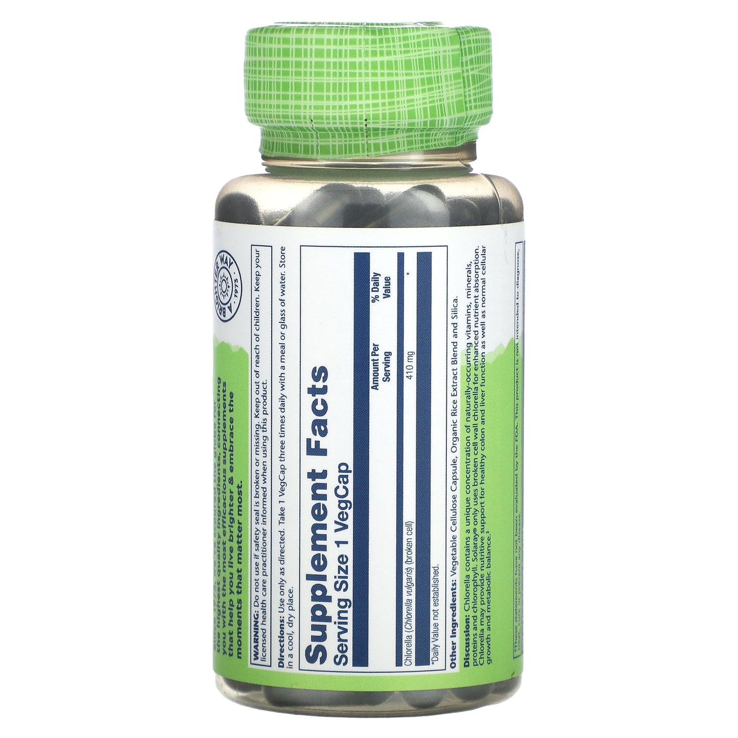 Solaray, True Herbs, Broken Cell Chlorella, 410 mg, 100 Vegcaps