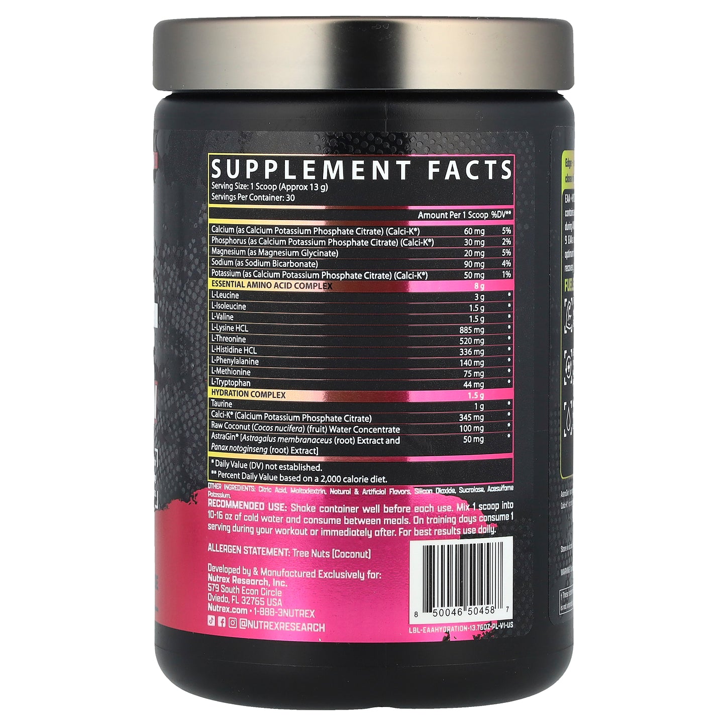Nutrex Research, EAA + Hydration, Pink Lemonade, 13.76 oz (390 g)