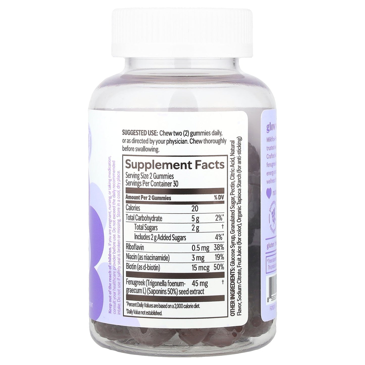 UpSpring, Milkflow® Fenugreek Gummies, Real Grape , 60 Vegan Gummies