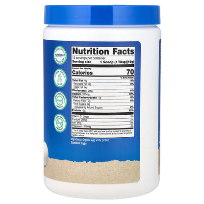 Nutricost, Organic Egg White Protein, Unflavored, 8.1 oz (227 g)
